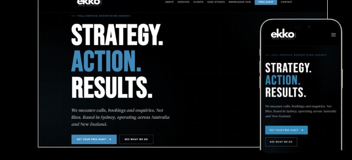Ekko Media website, desktop and mobile view