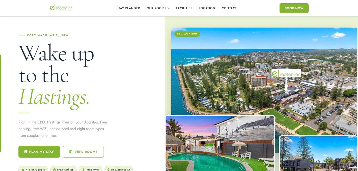 El Motor Inn website concept by Ekko Media PMQ