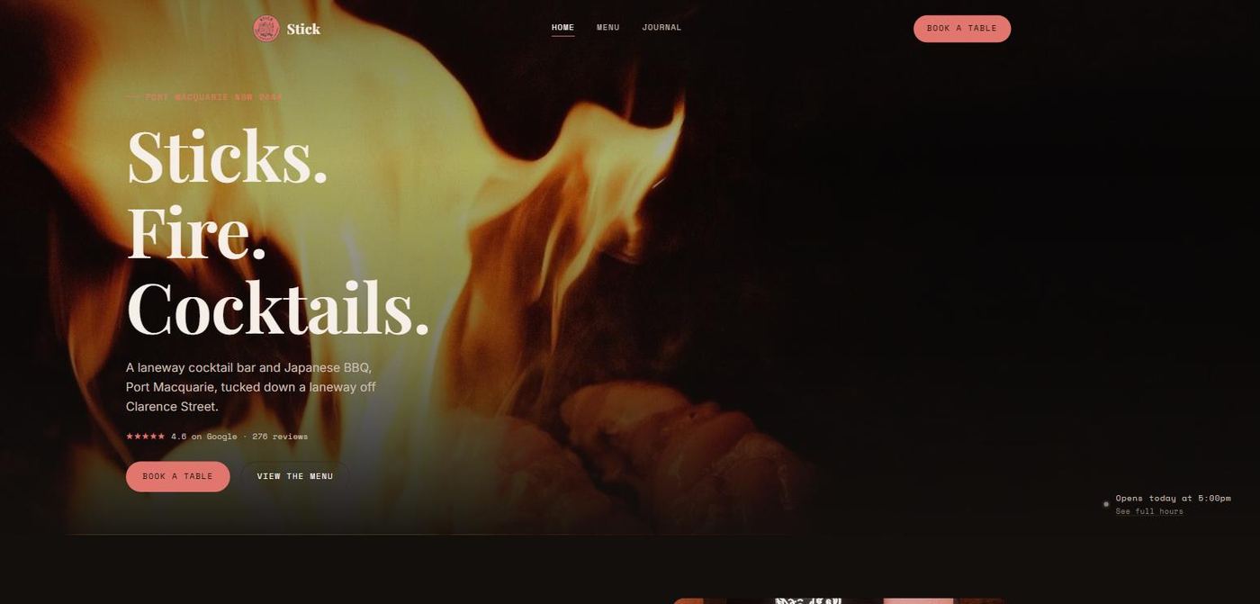 Stick Bar website concept by Ekko Media PMQ